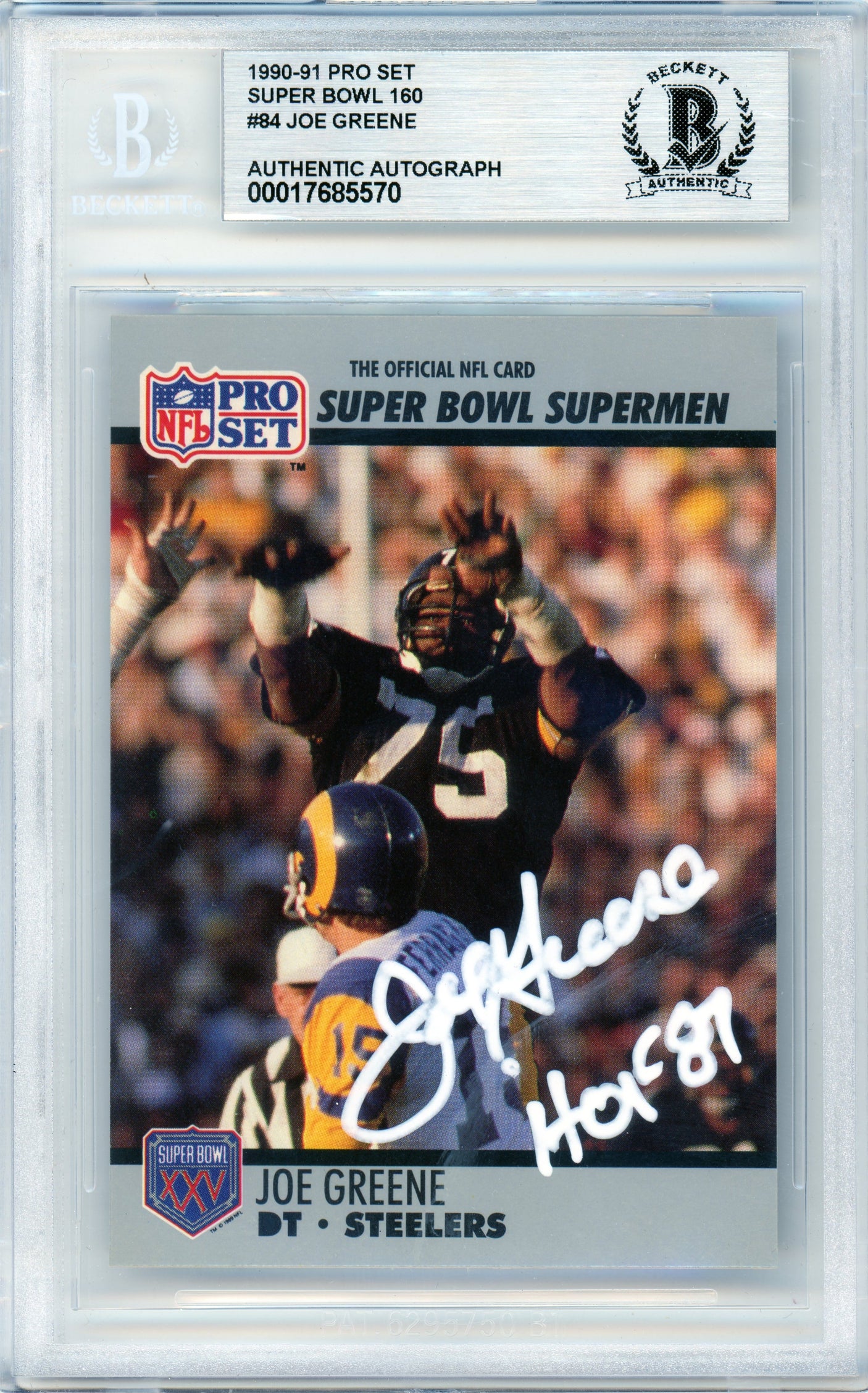 1990-91 Pro Set Super Bowl 160 #84 Joe Greene Steelers BGS Autograph