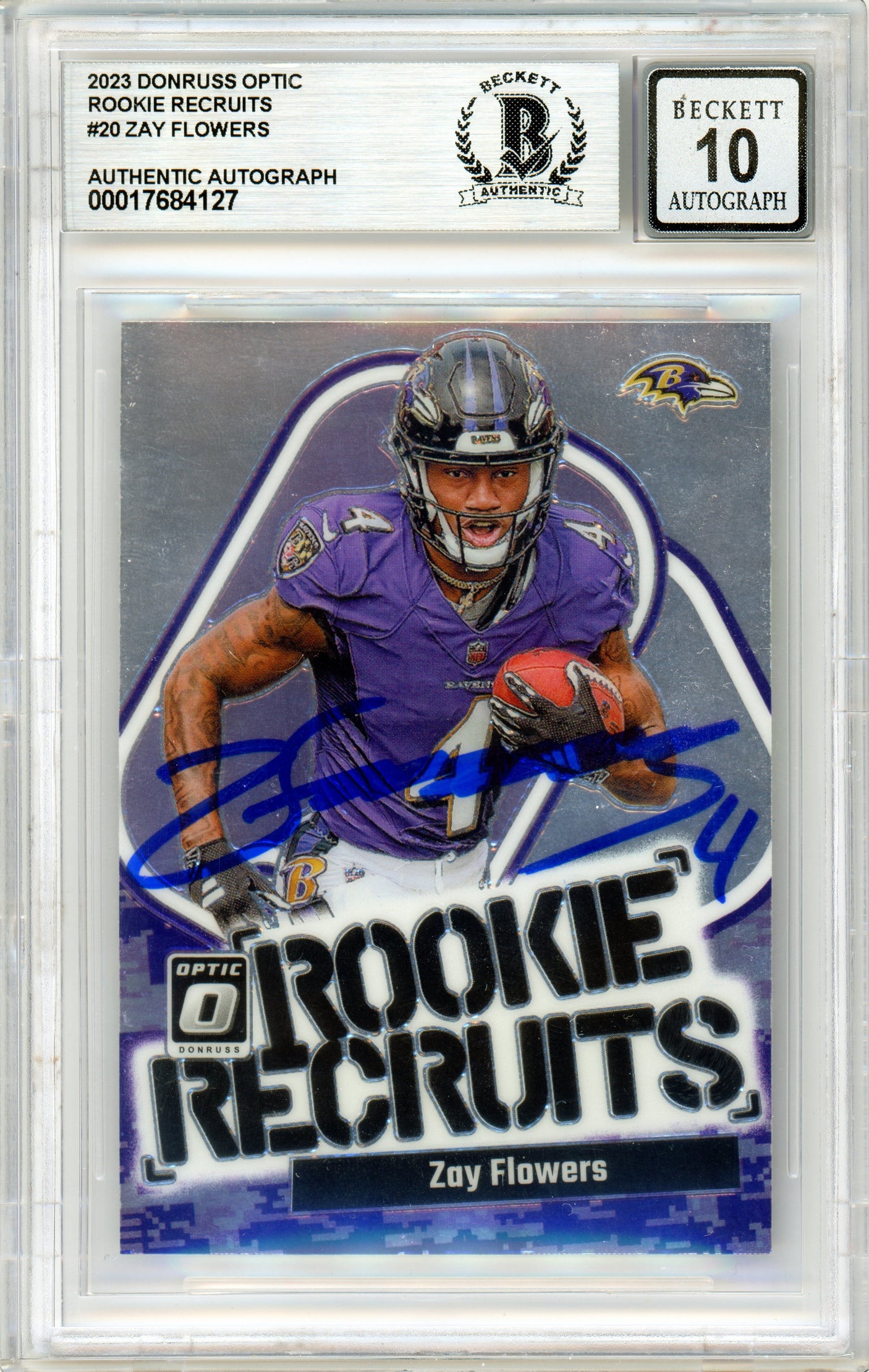 2023 Donruss Optic Rookie Recruits #20 Zay Flowers RC Ravens BGS Autograph 10