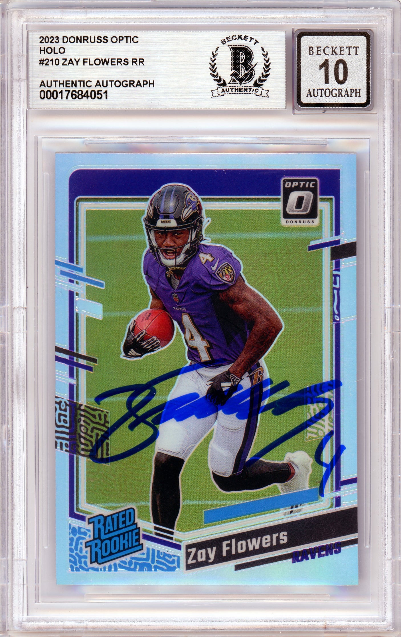 2023 Donruss Optic Rated Rookie Silver #210 Zay Flowers RC Ravens BGS Auto 10