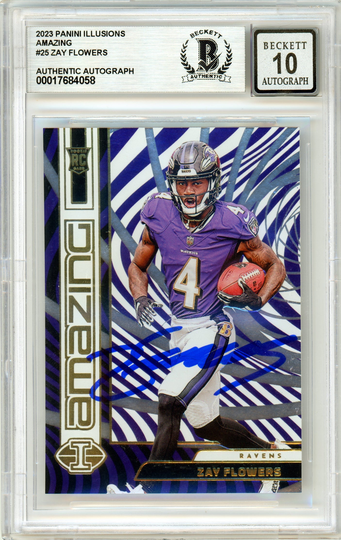 2023 Panini Illusions Amazing #25 Zay Flowers RC Ravens BGS Autograph 10