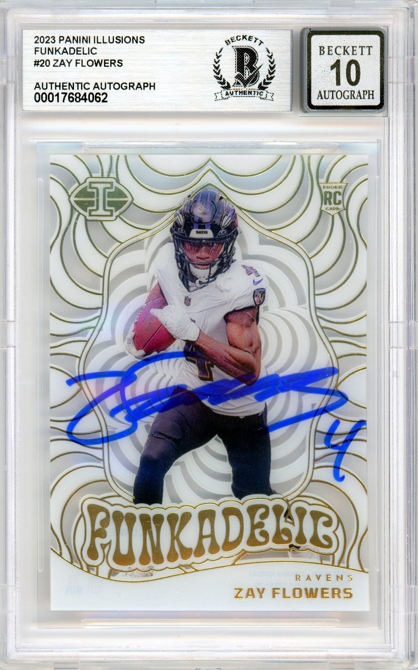 2023 Panini Illusions Funkadelic #20 Zay Flowers RC Ravens BGS Autograph 10