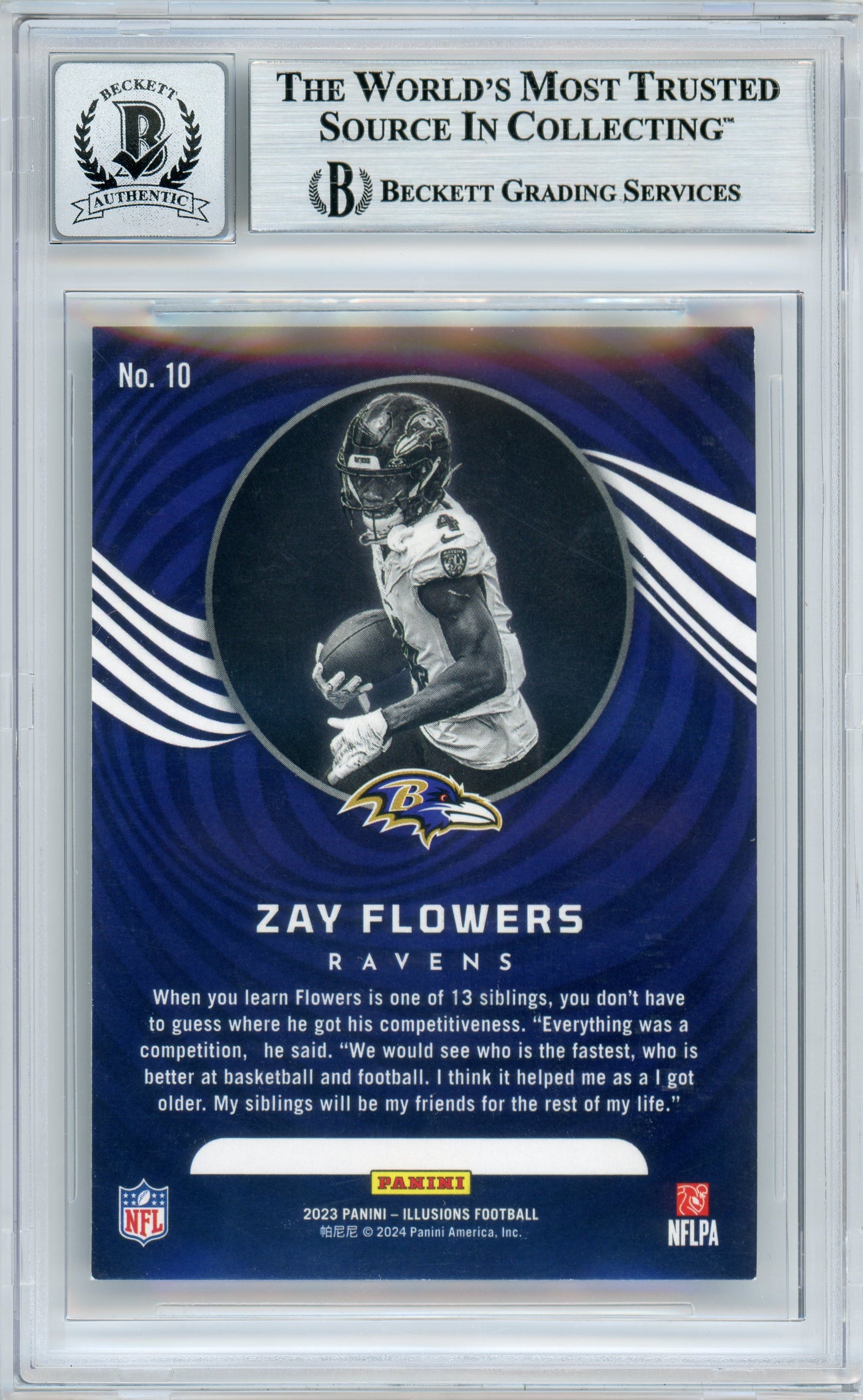 2023 Panini Illusions Emerald #10 Zay Flowers RC Ravens BGS Autograph 10