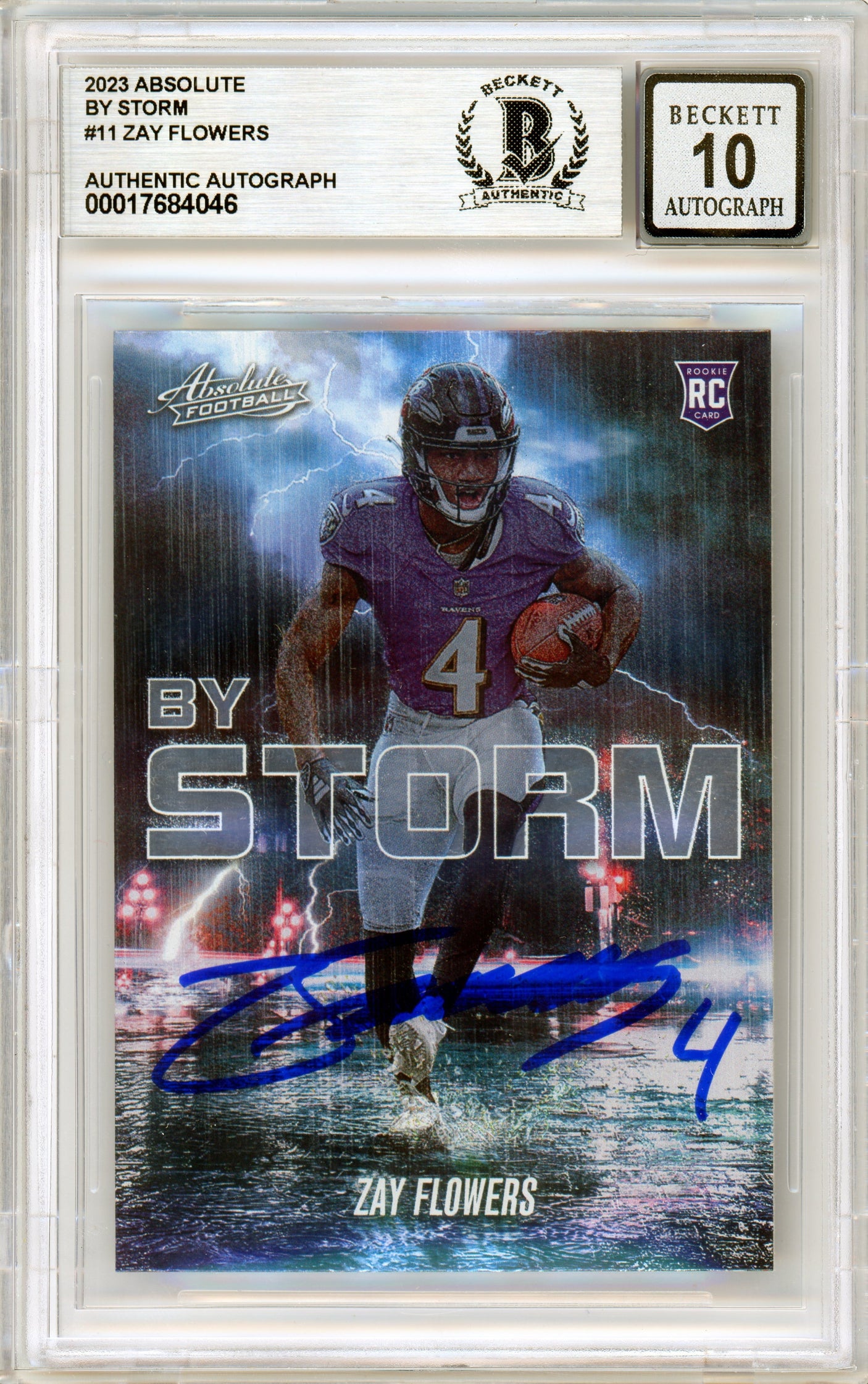 2023 Panini Absolute By Storm #11 Zay Flowers RC Ravens BGS Autograph 10