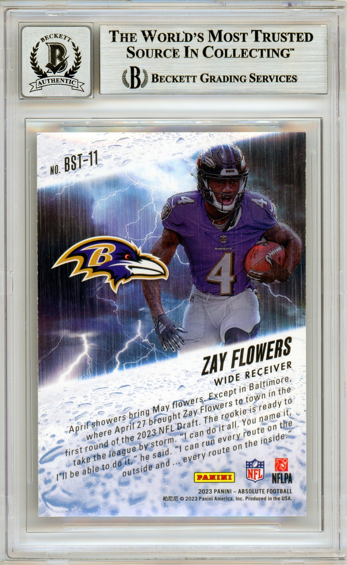 2023 Panini Absolute By Storm #11 Zay Flowers RC Ravens BGS Autograph 10