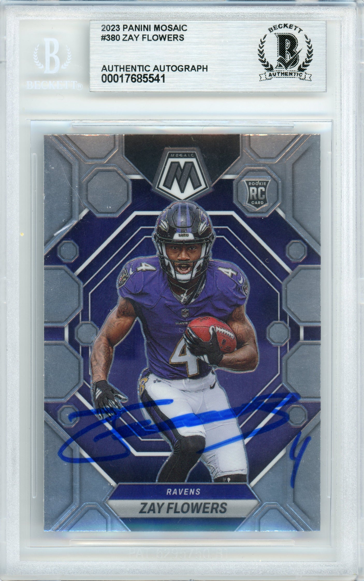 2023 Panini Mosaic #380 Zay Flowers RC Ravens BGS Autograph