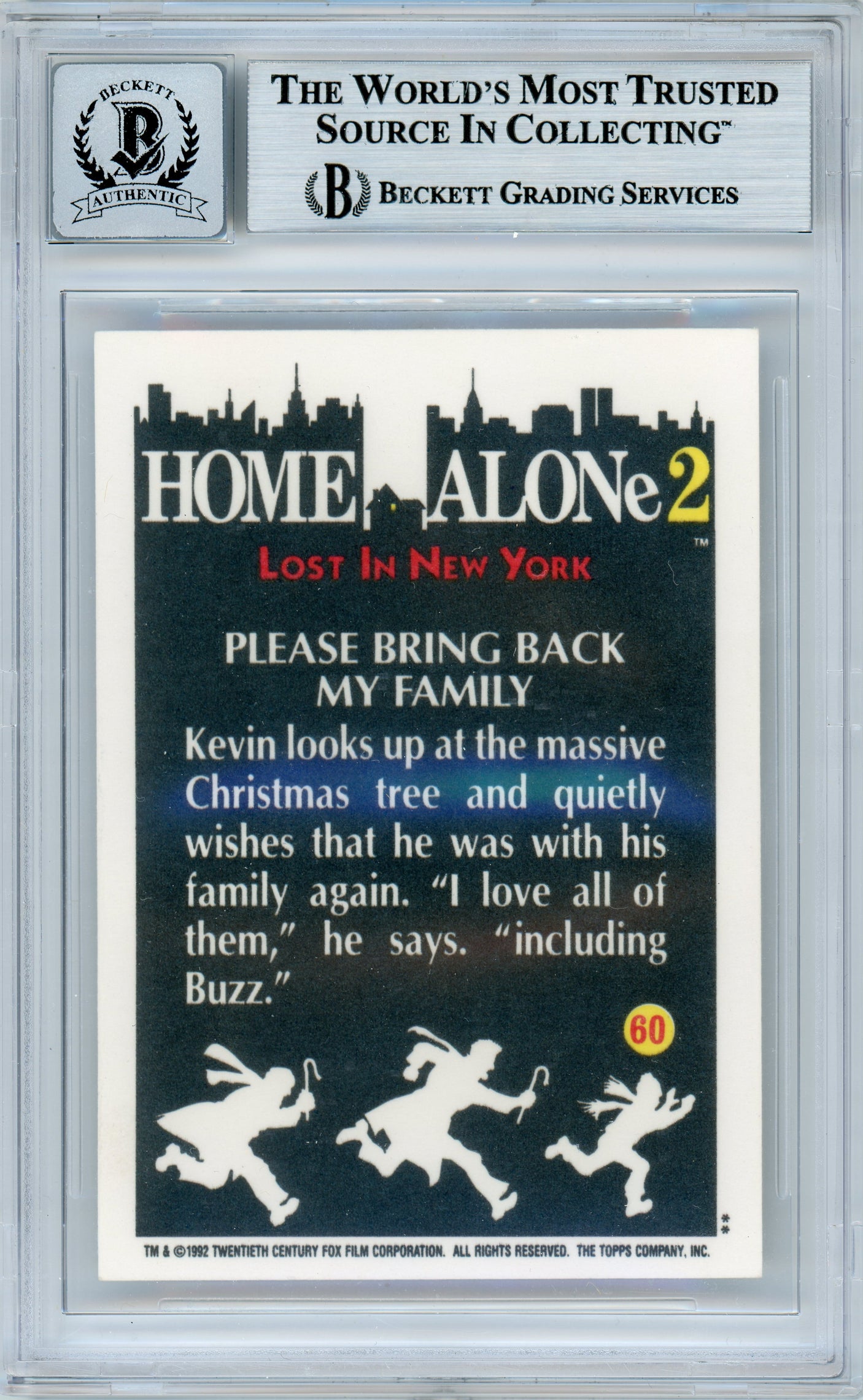 1992 Topps Home Alone 2 #60 Macaulay Culkin BGS Autograph 10