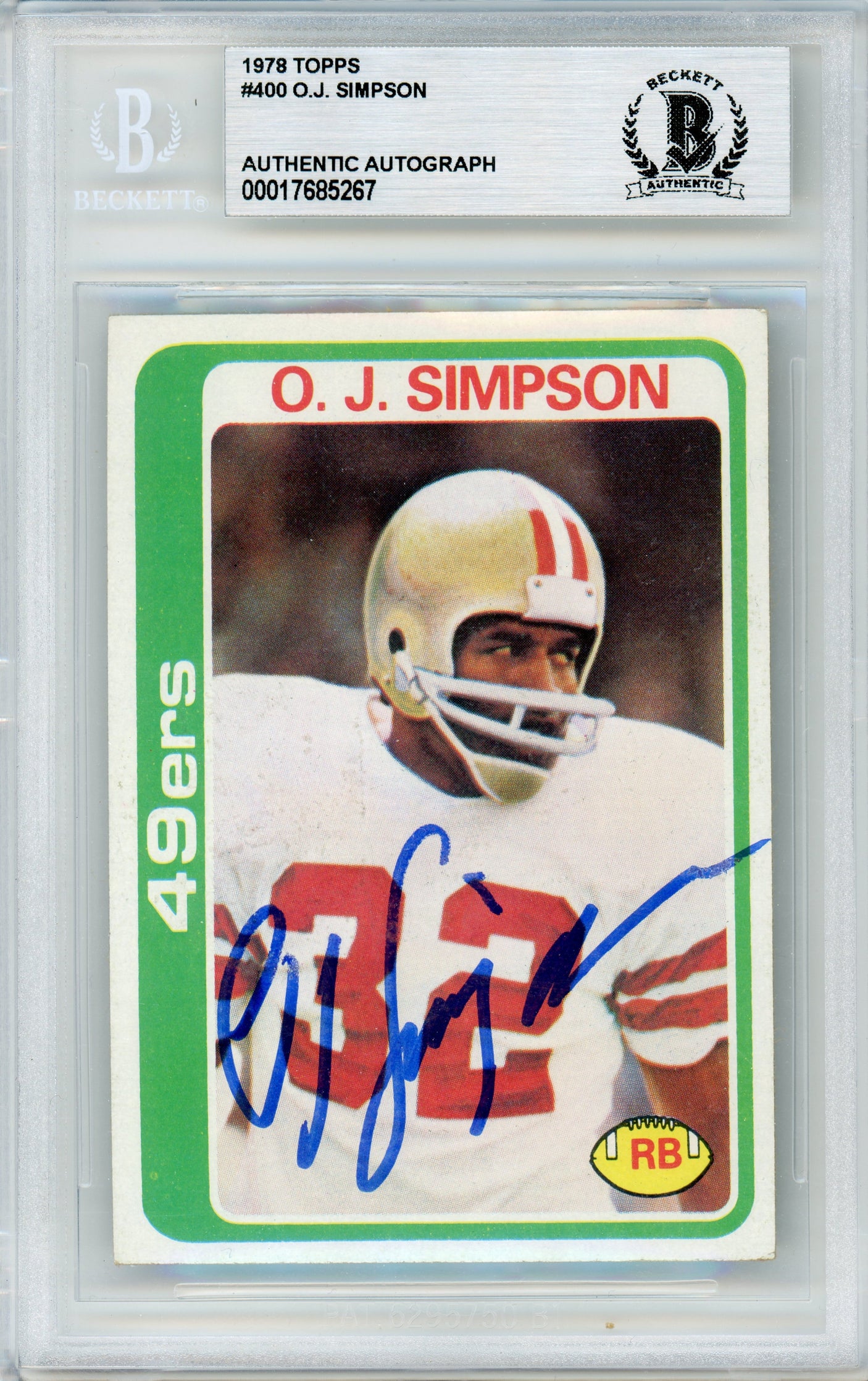 1978 Topps #400 O.J. Simpson San Fransico 49ers BGS Autograph