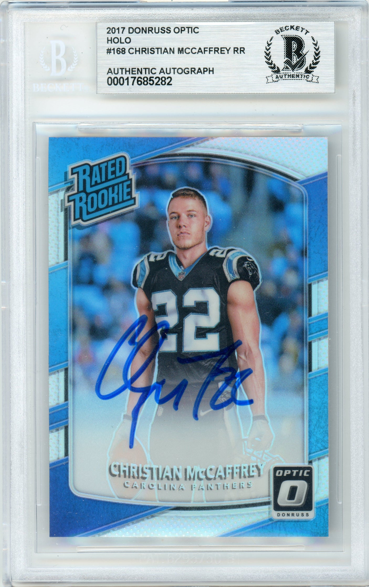 2017 Donruss Optic RR Holo #168 Christian McCaffrey RC Panthers BGS Autograph