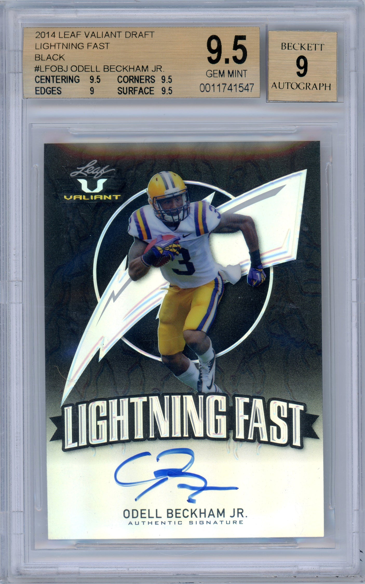2014 Leaf Valiant Draft Lightning Fast Black #LF-OBJ Odell Beckham Jr. /5 RC LSU BGS 9.5 Auto 9