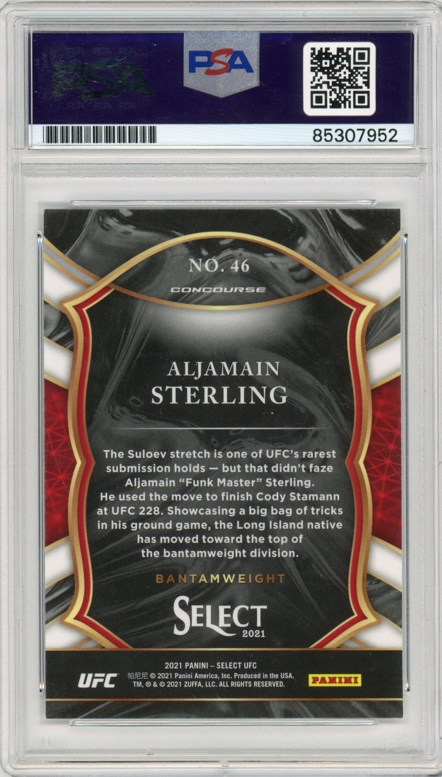 2021 Panini Select MMA #46 Aljamain Sterling PSA Autograph