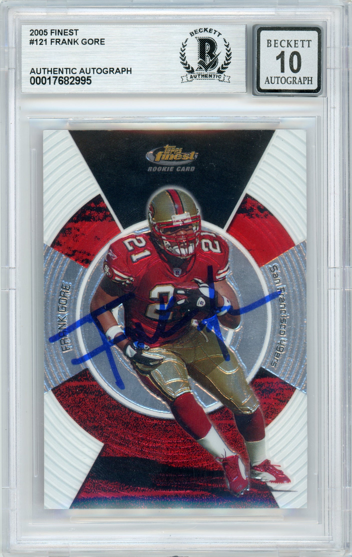 2005 Finest #121 Frank Gore RC 49ers BGS Autograph 10