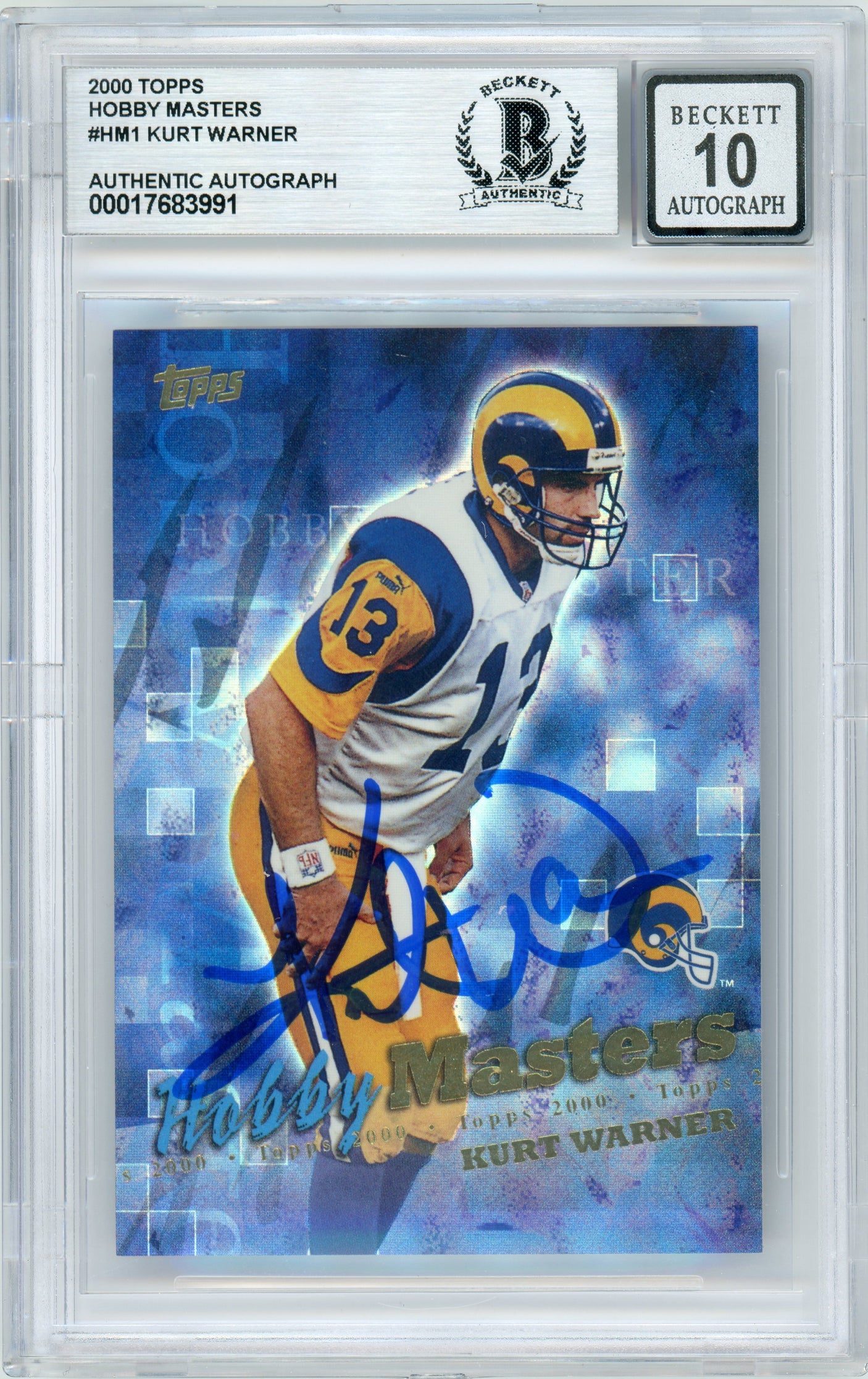 2000 Topps Hobby Masters #HM1 Kurt Warner Rams BGS Autograph 10