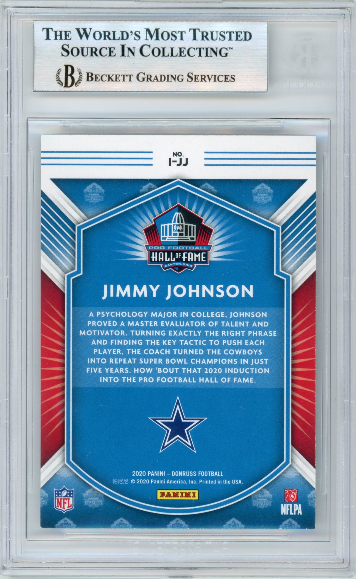 2020 Donruss - Inducted #I-JJ Jimmy Johnson Cowboys BGS Autograph