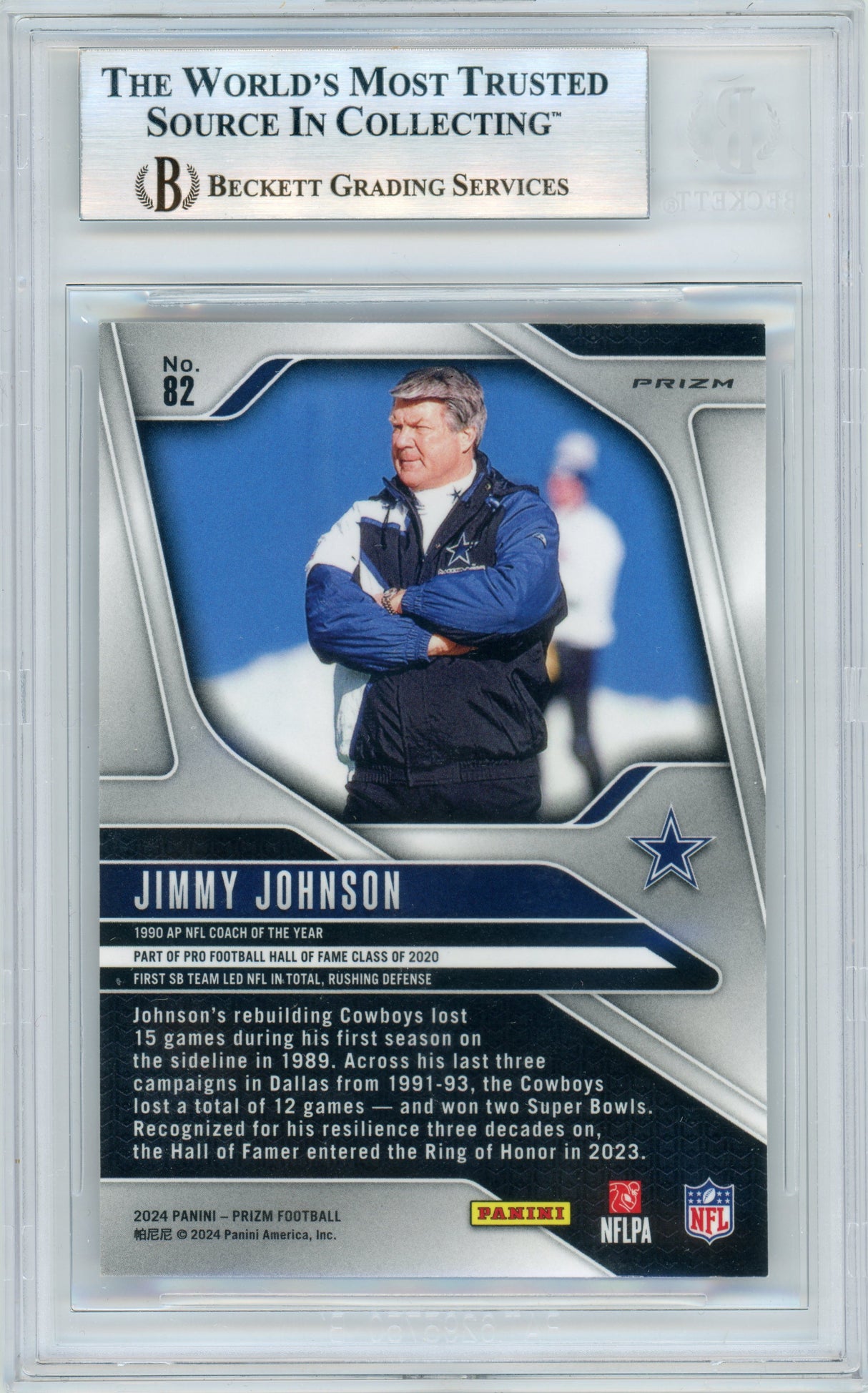 2024 Panini Prizm - Red, White & Blue #82 Jimmy Johnson Cowboys BGS Autograph