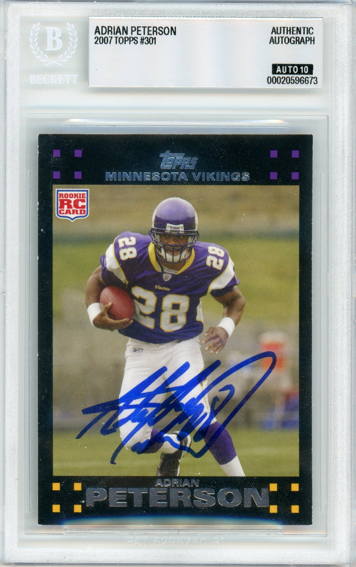 2007 Topps #301 Adrian Peterson Rookie BGS Autograph 10