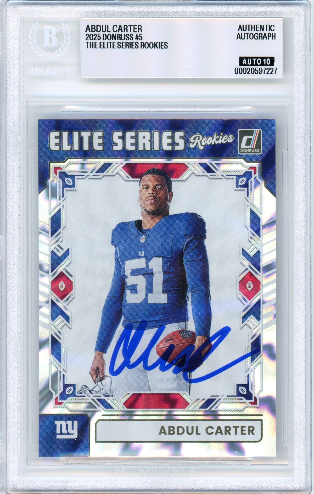 2025 Donruss - The Elite Series Rookies #ESR-ACR Abdul Carter RC Giants BGS Auto 10