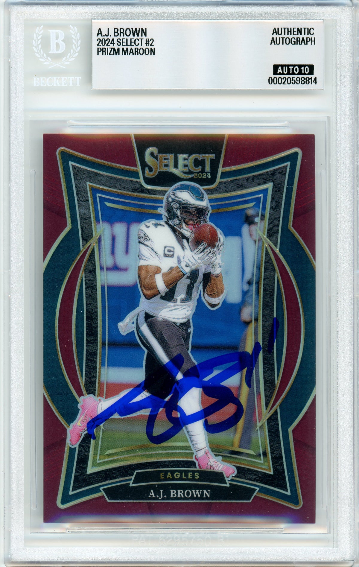 2024 Select - Maroon Prizm /149 #2 AJ Brown Philadelphia Eagles BGS Autograph 10