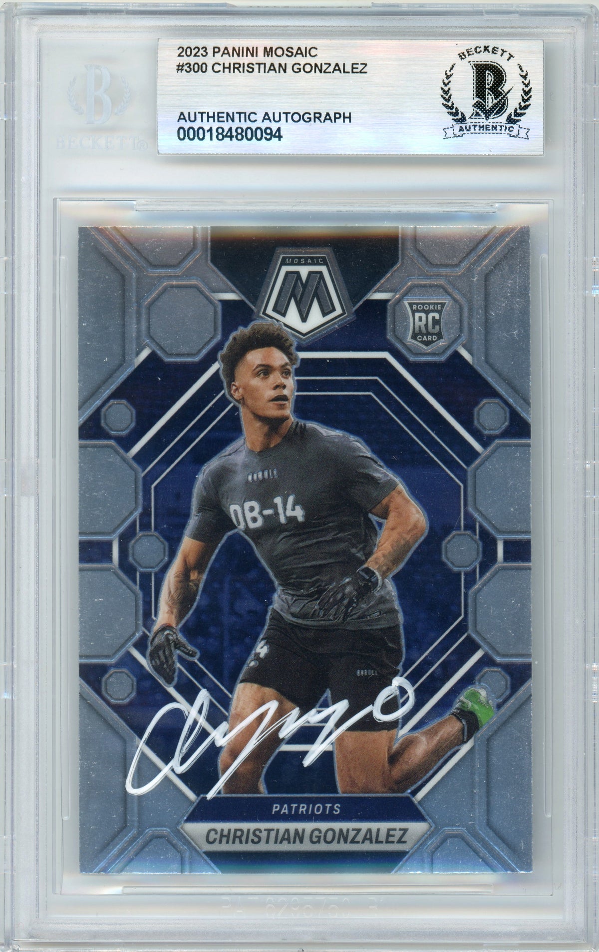 2023 Mosaic #300 Christian Gonzalez RC New England Patriots BGS Autograph