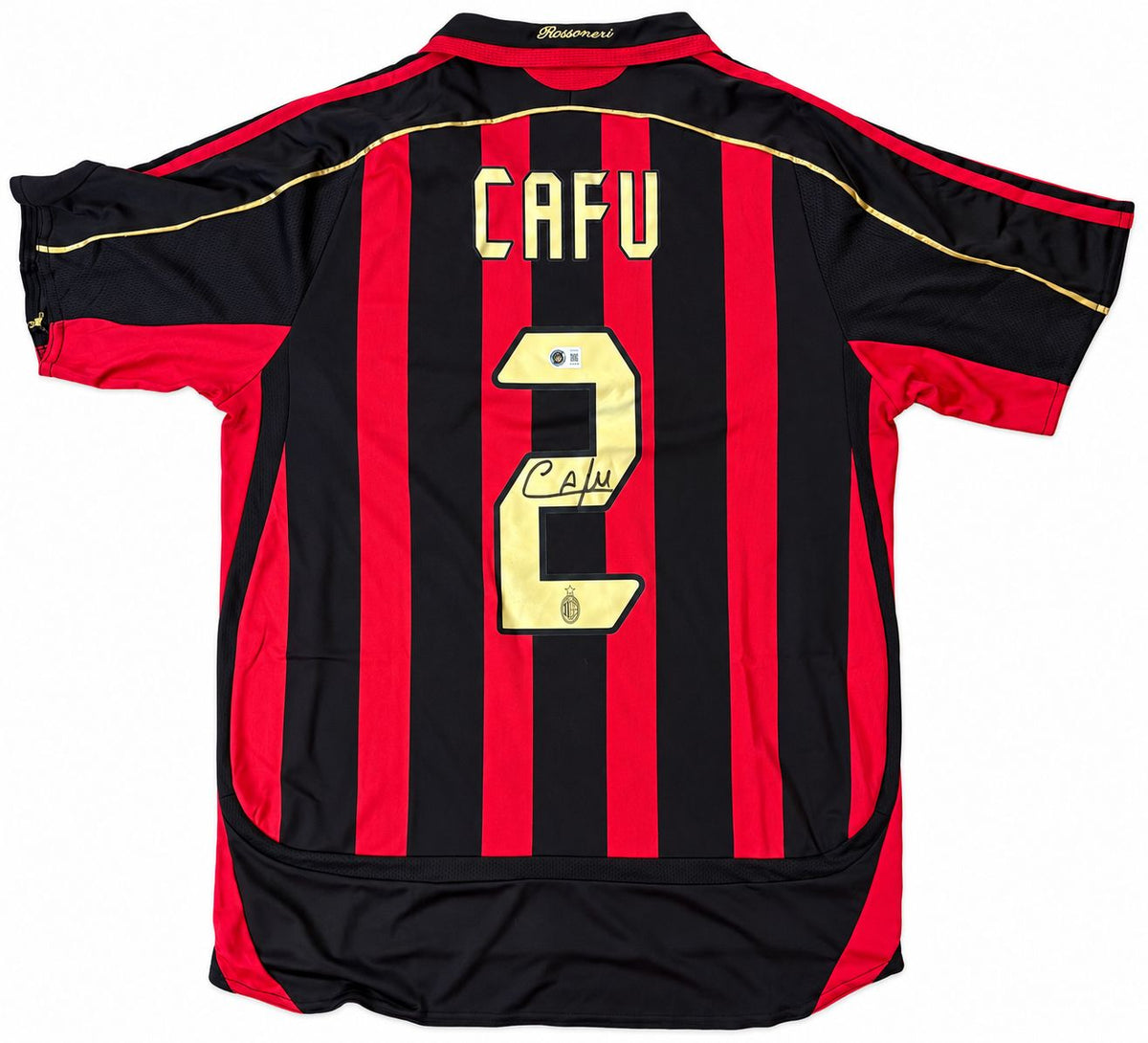 Cafu Signed AC Milan Adidas Soccer Jersey BAS