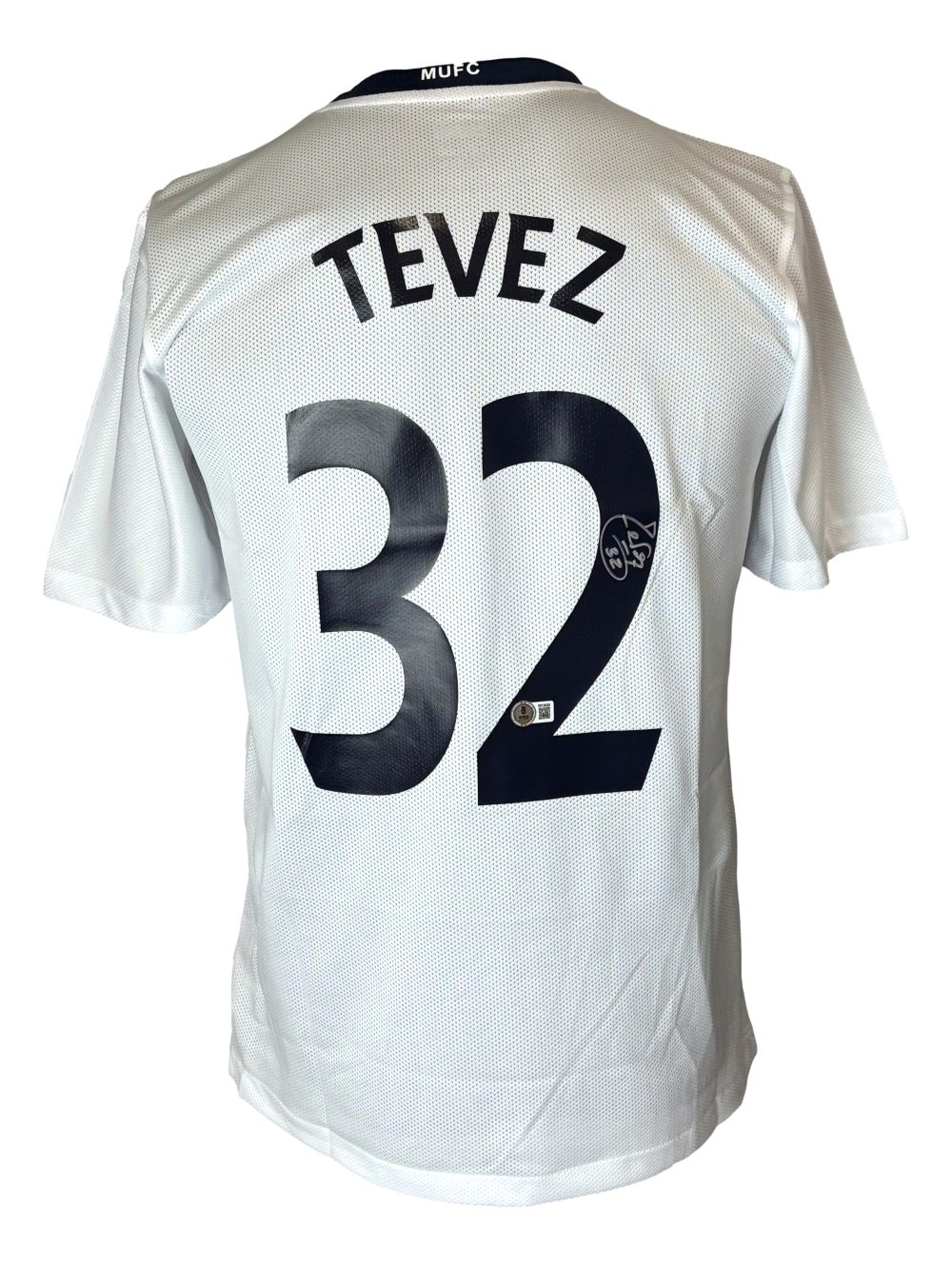 Carlos Tevez Signed Manchester United White Nike Soccer Jersey BAS