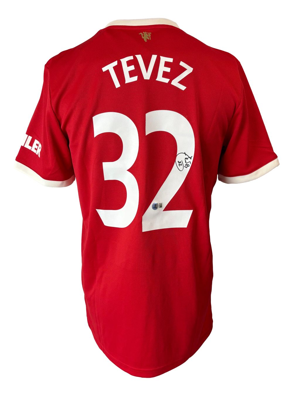 Carlos Tevez Signed Manchester United Red Adidas Soccer Jersey BAS