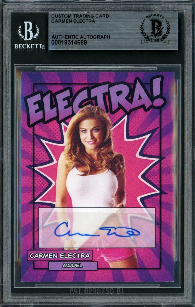 Carmen Electra Signed Custom Pink Electa Trading Card BAS