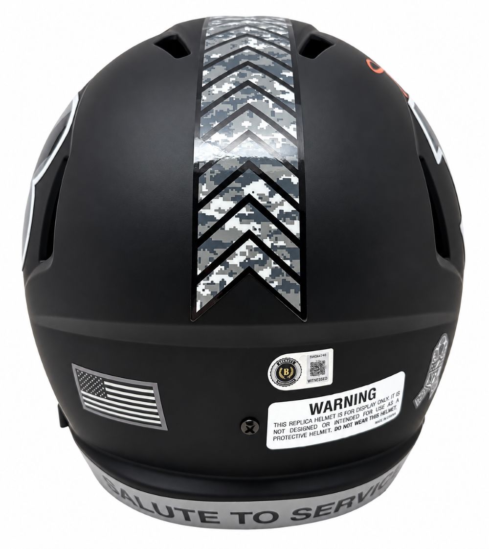 Ja'Marr Chase Signed Bengals FS Salute To Service Replica Speed Helmet BAS