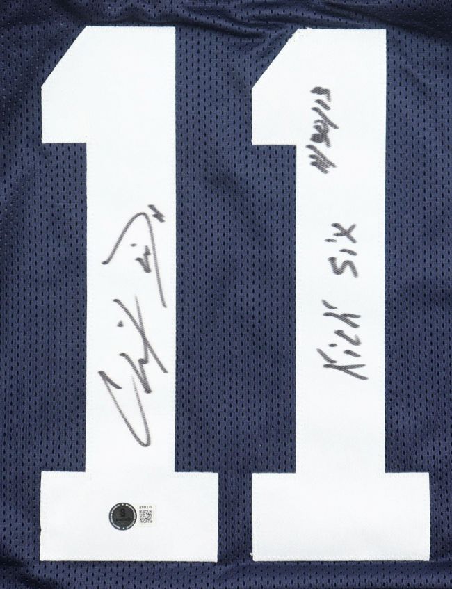 Chris Davis Auburn Signed Navy Football Jersey Kick Six 11/30/13 BAS