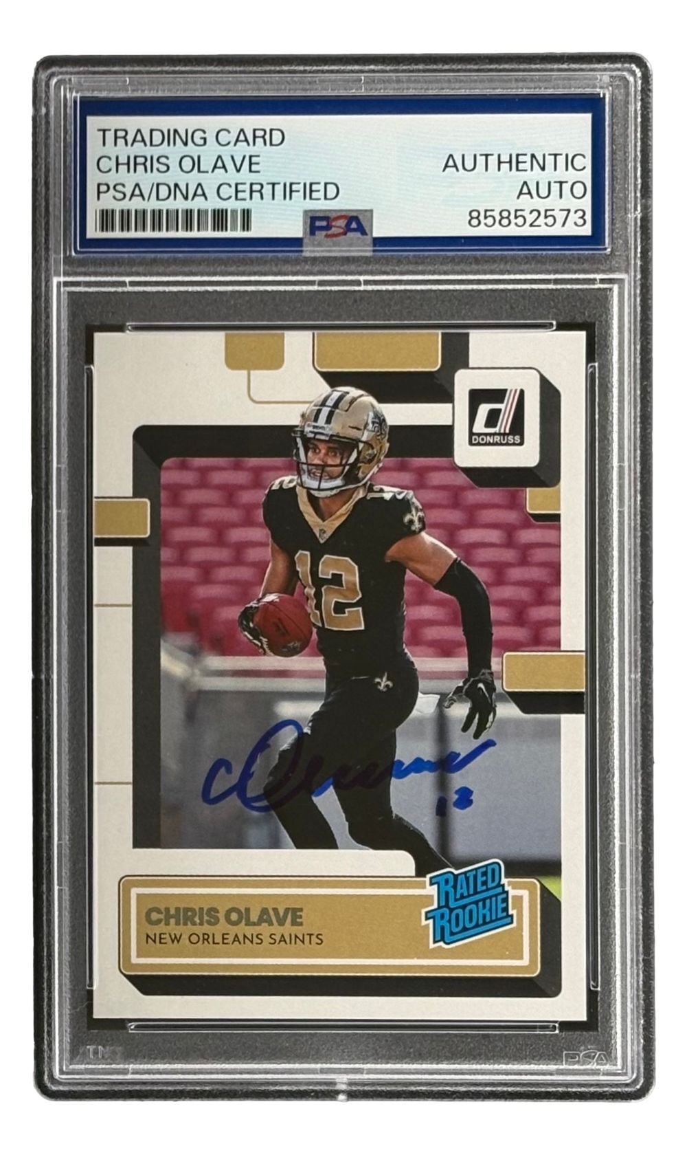 Chris Olave Signed 2022 Donruss Optic #309 New Orleans Saints Rookie Card PSA