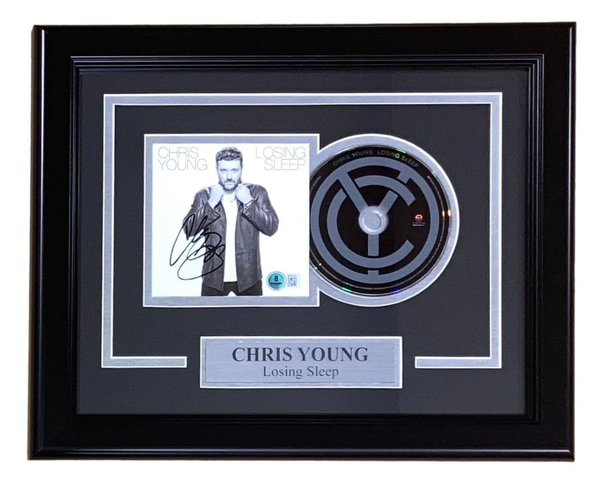 Chris Young Signed Framed Losing Sleep CD Booklet by Sports Integrity, featuring a signed cover, CD, and nameplate—authenticated by BAS.