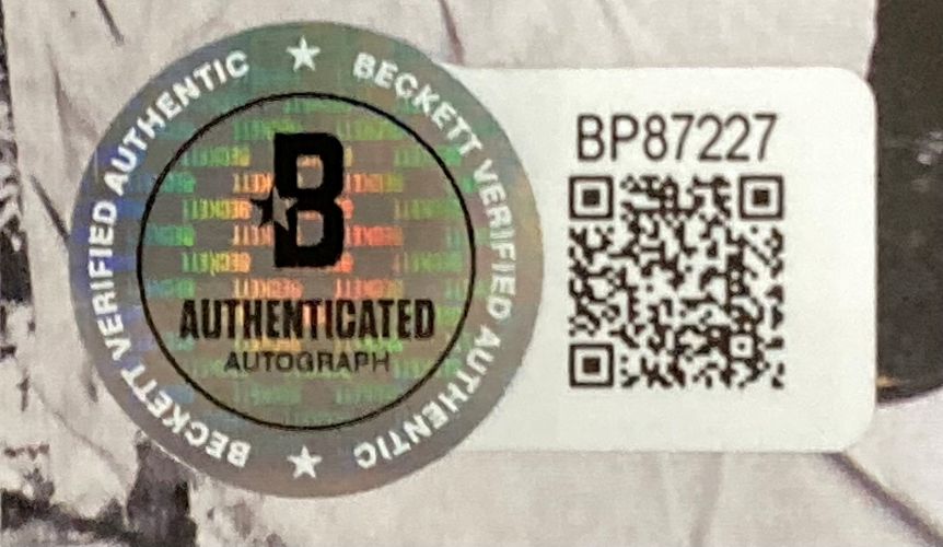 The Chris Young Signed Framed Young Love & Saturday Nights CD Booklet BAS by Sports Integrity includes a Beckett Authenticated sticker with a holographic logo, "AUTHENTICATED AUTOGRAPH" text, QR code, and serial BP87227.