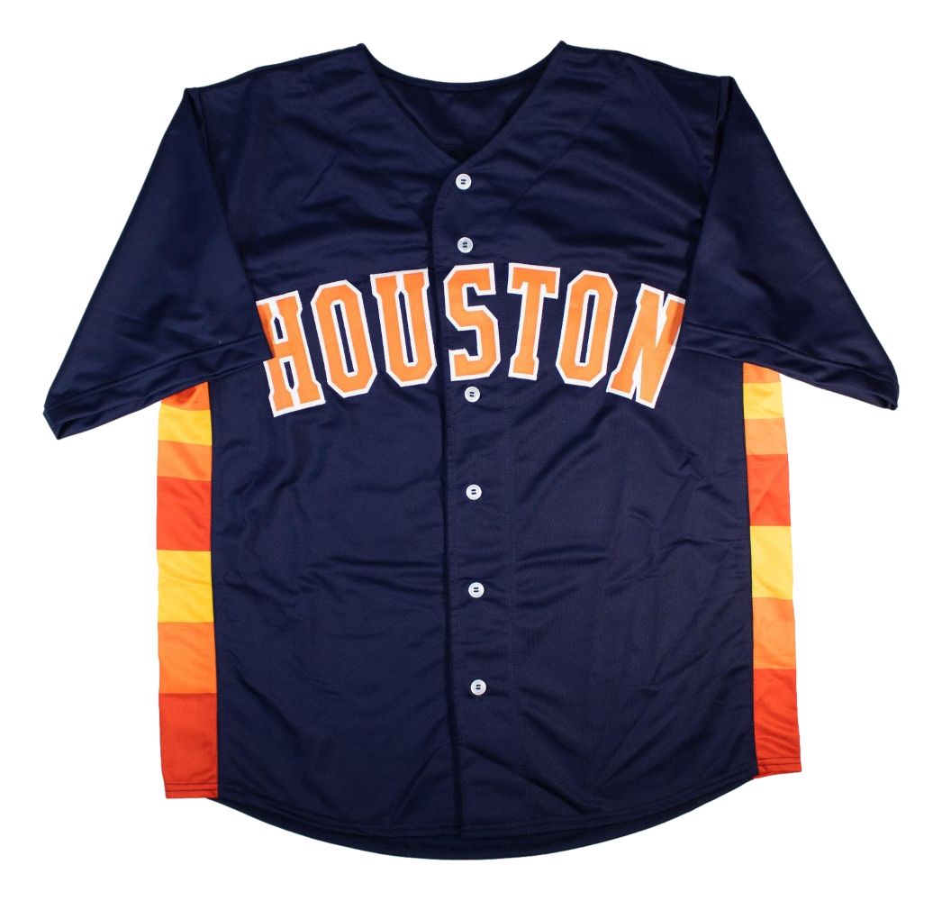 Christian Javier Houston Signed Navy Baseball Jersey Game 4 No Hitter BAS