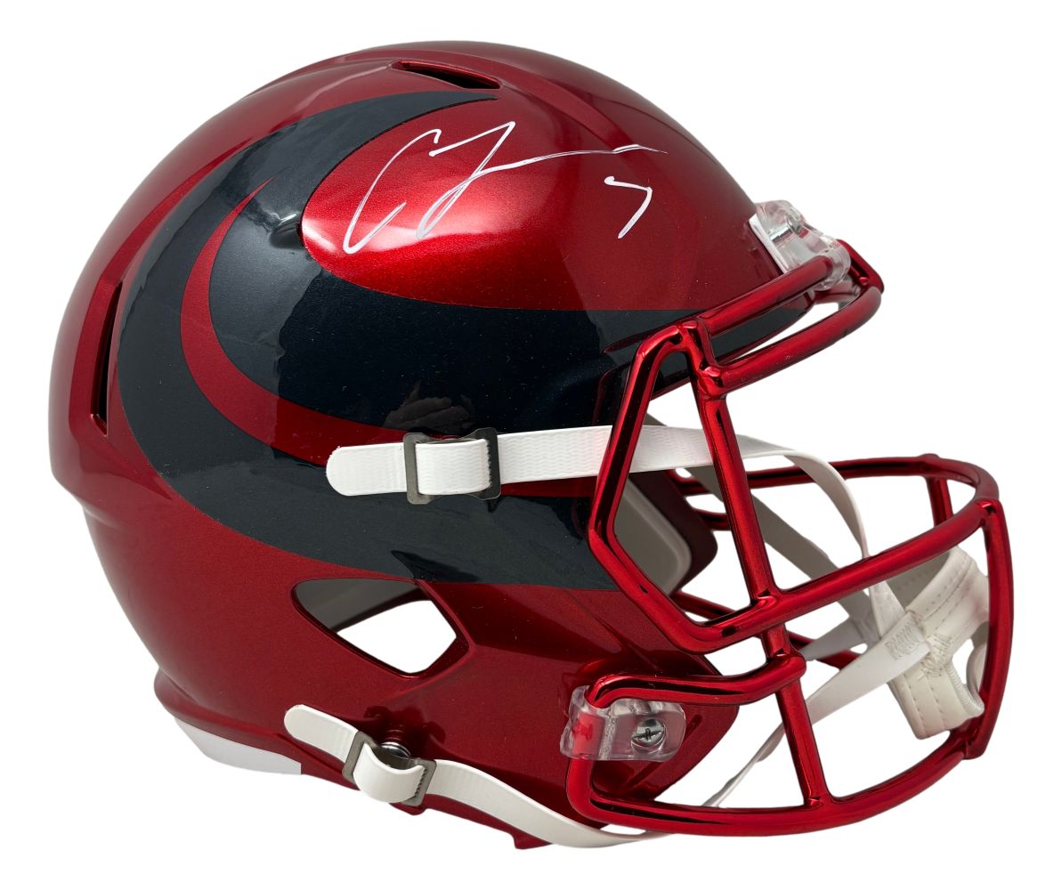 CJ Stroud Signed Houston Texans Full Size Red Replica Speed Helmet Fanatics