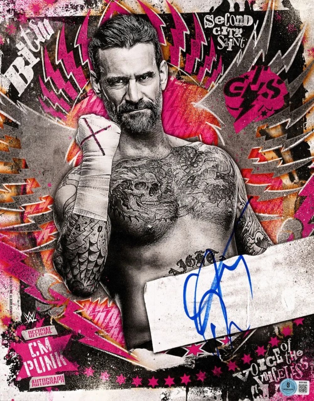 CM Punk Signed 11x14 WWE Second City Saint Collage Photo BAS