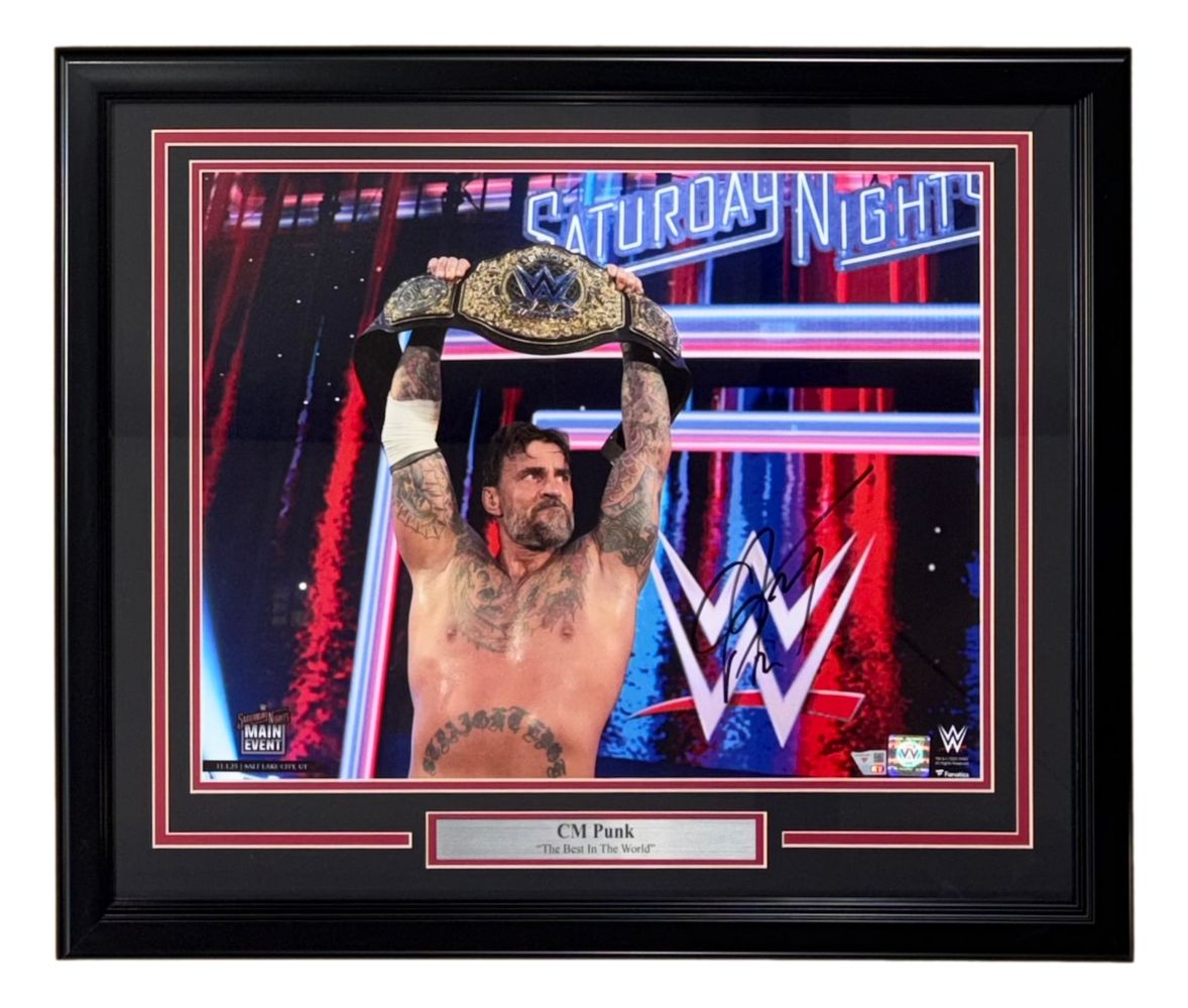 CM Punk Signed Framed 16x20 WWE Champion Photo Fanatics