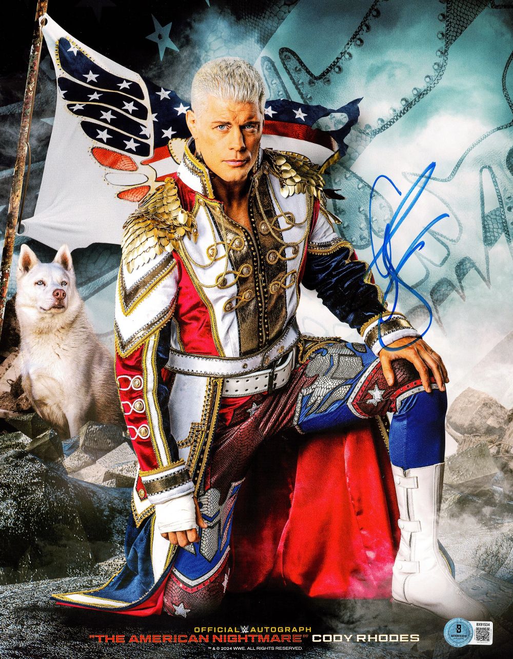 Cody Rhodes Signed 11x14 WWE American Nightmare Flag Collage Photo BAS
