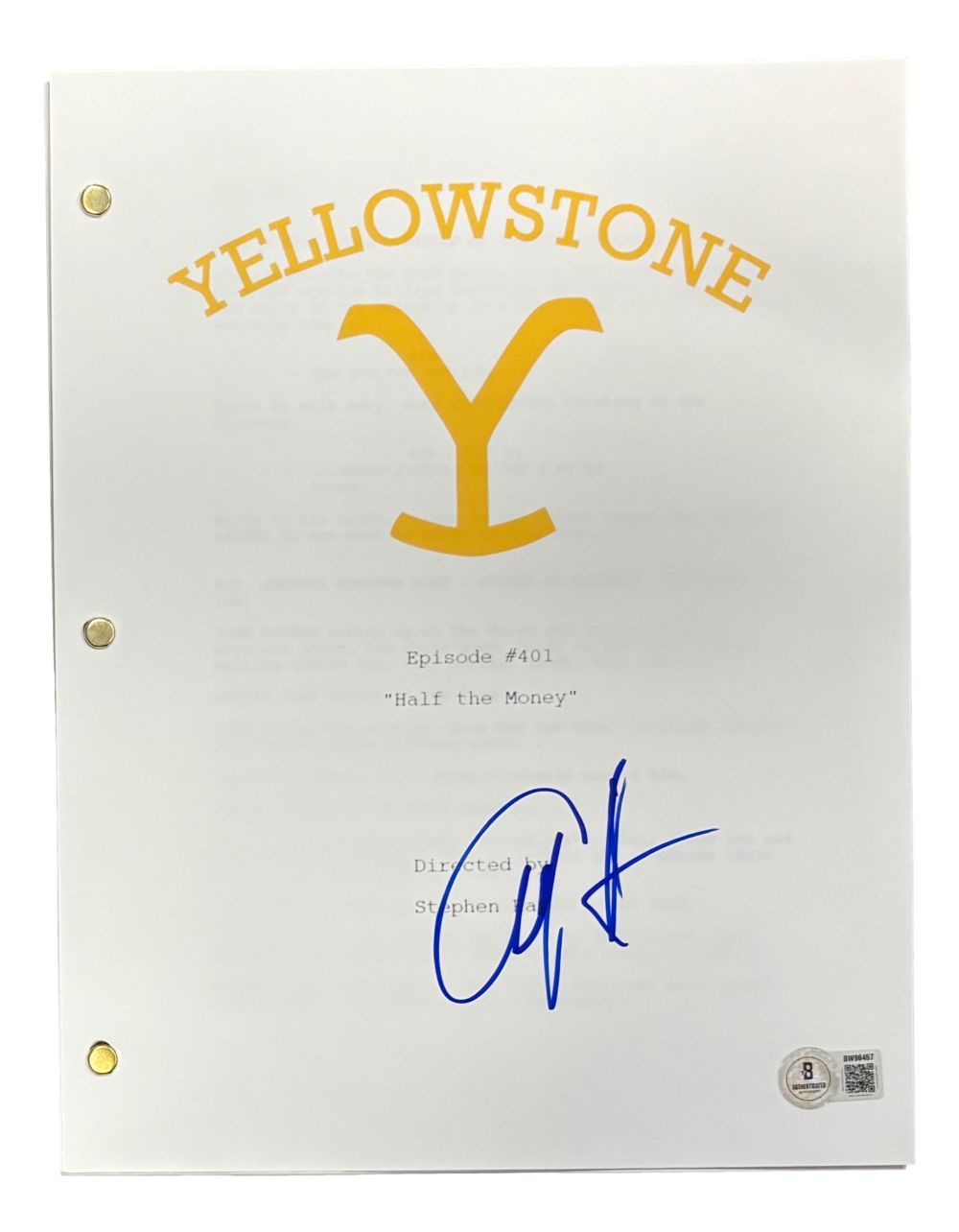 Cole Hauser Signed Yellowstone Full Episode #401 Script BAS