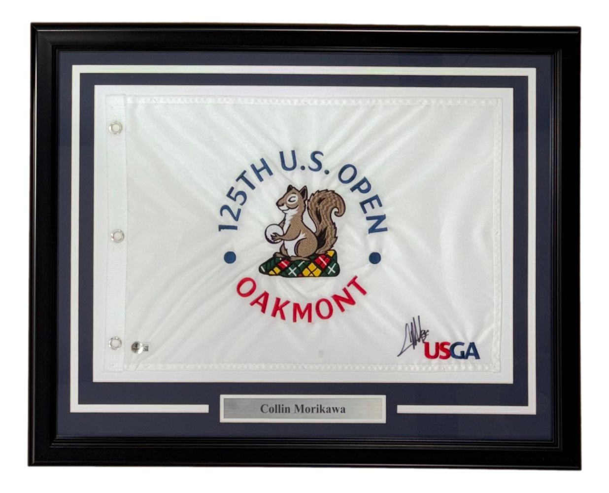 Collin Morikawa Signed Framed 125th PGA US Open Golf Flag BAS