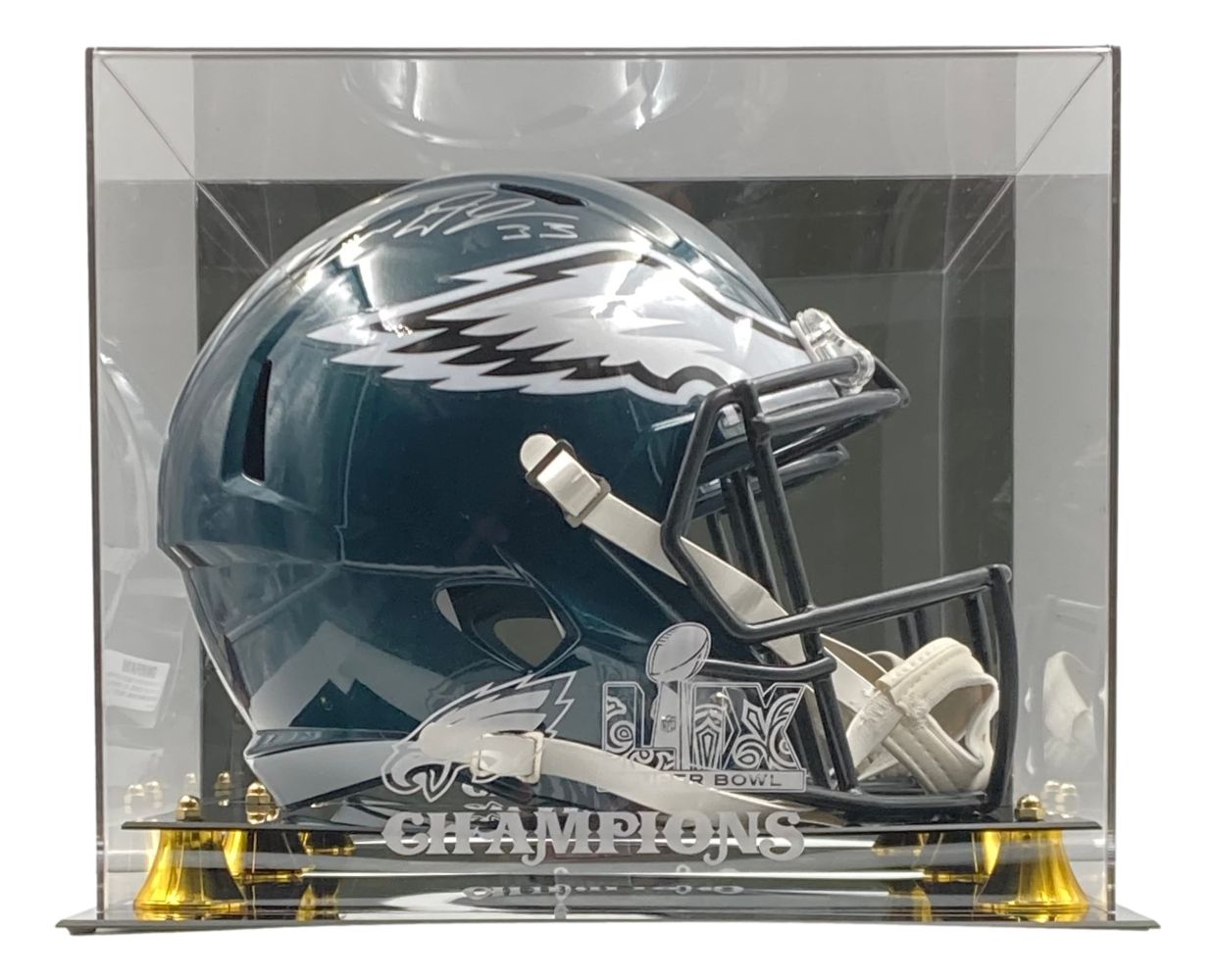 Cooper DeJean Signed Eagles FS Replica Helmet Fanatics w/ Super Bowl 59 LIX Case