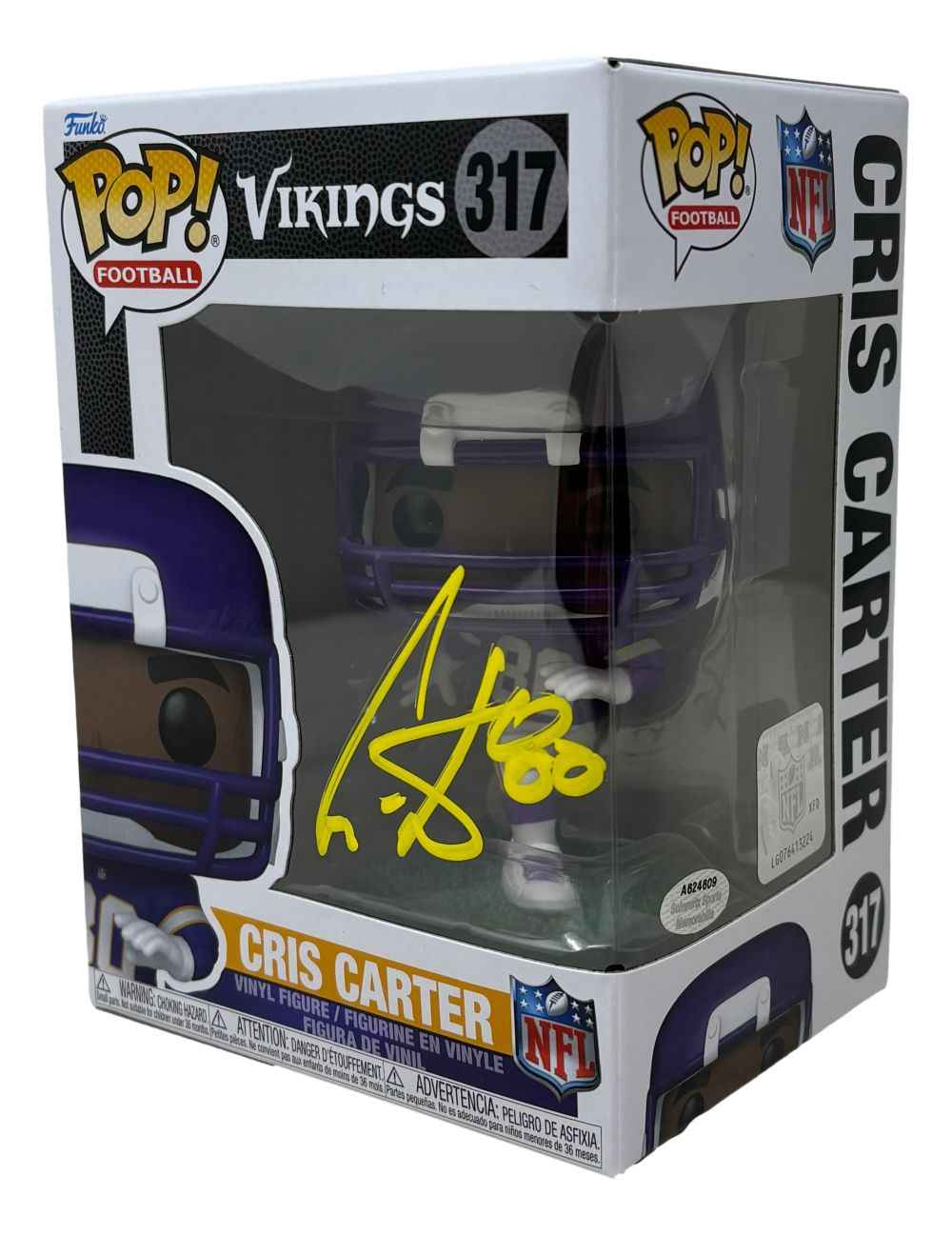Cris Carter Signed Minnesota Vikings Funko Pop #317 Schwartz
