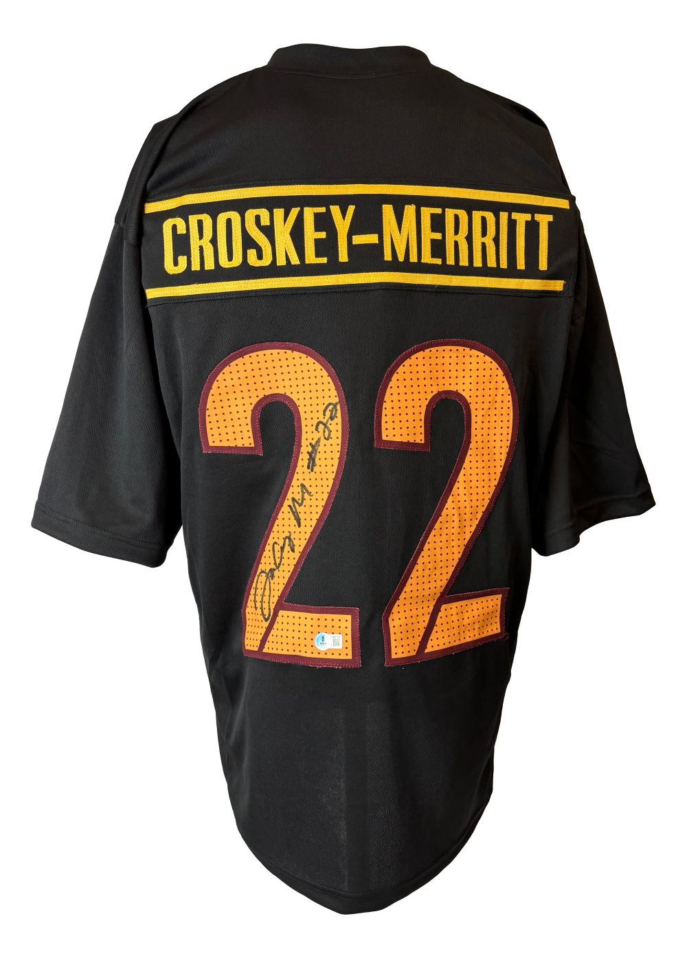 Jacory Croskey-Merritt Washington Signed Black Football Jersey BAS