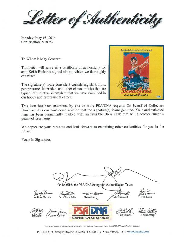 Keith Richards Rolling Stones Some Girls Signed Album Cover PSA/DNA #V10782