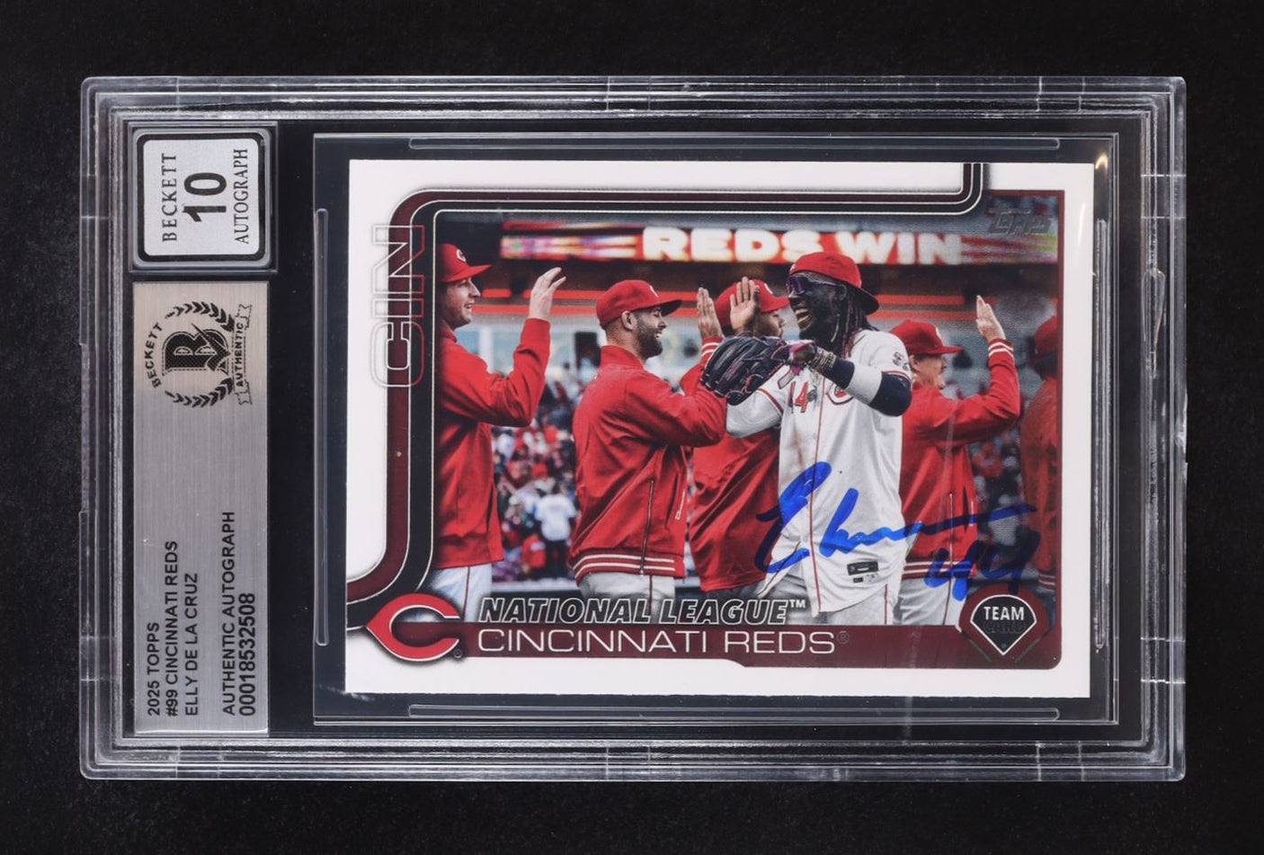 Elly De La Cruz Signed Reds 2025 Topps #99 (Beckett | Auto Grade BGS 10)