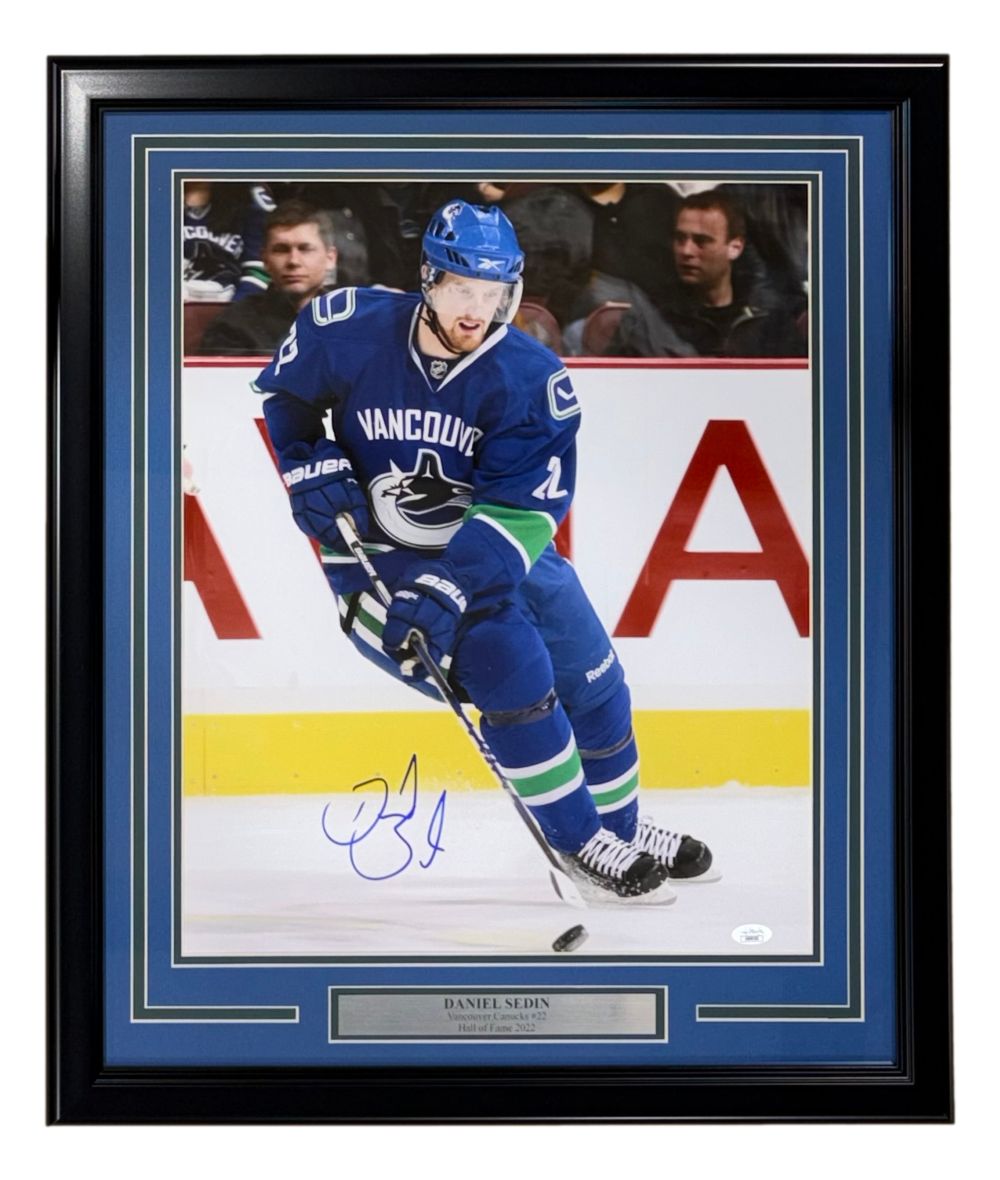 Daniel Sedin Signed Framed 16x20 Vancouver Canucks Photo JSA