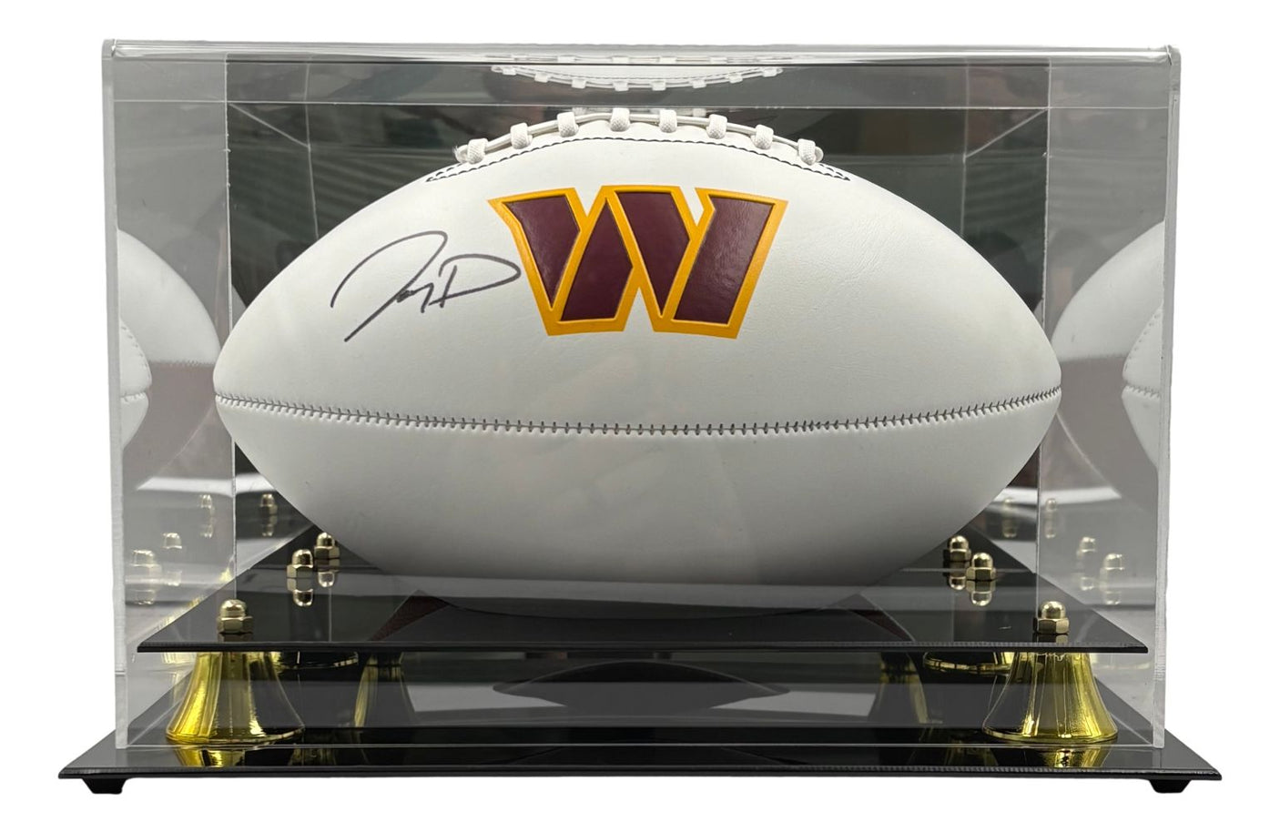 Jayden Daniels Signed Washington Commanders Logo Football Fanatics w/ Case