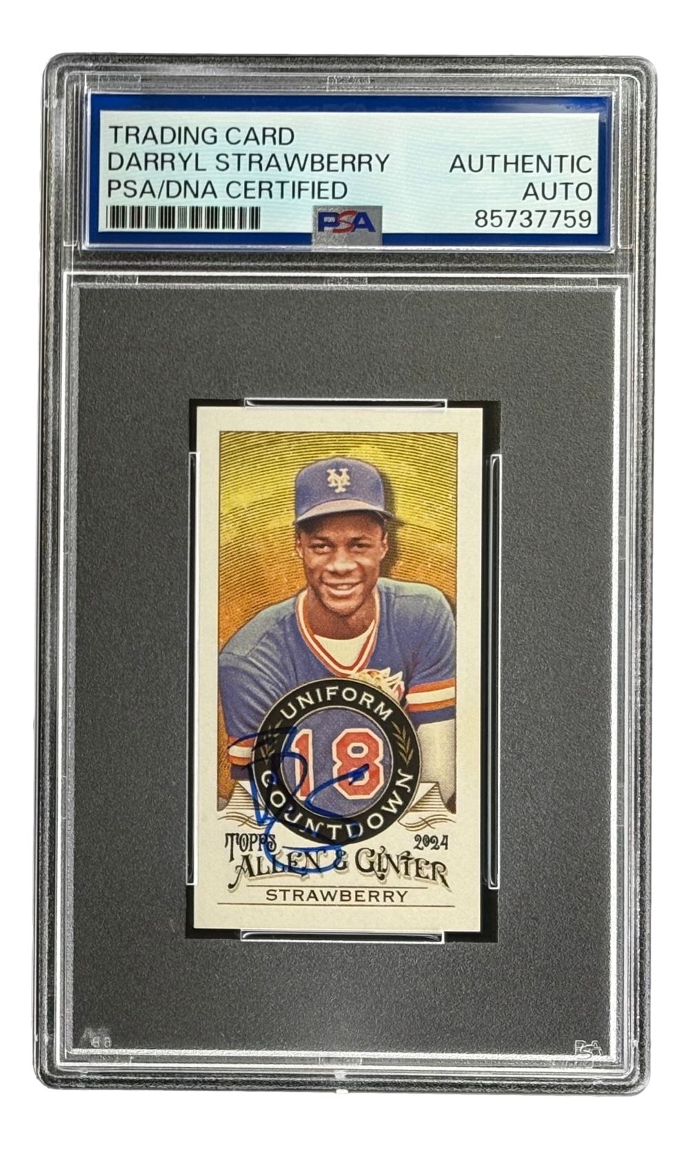 Darryl Strawberry Signed 2024 Topps Allen & Ginter #UC-18 Mets Trading Card PSA