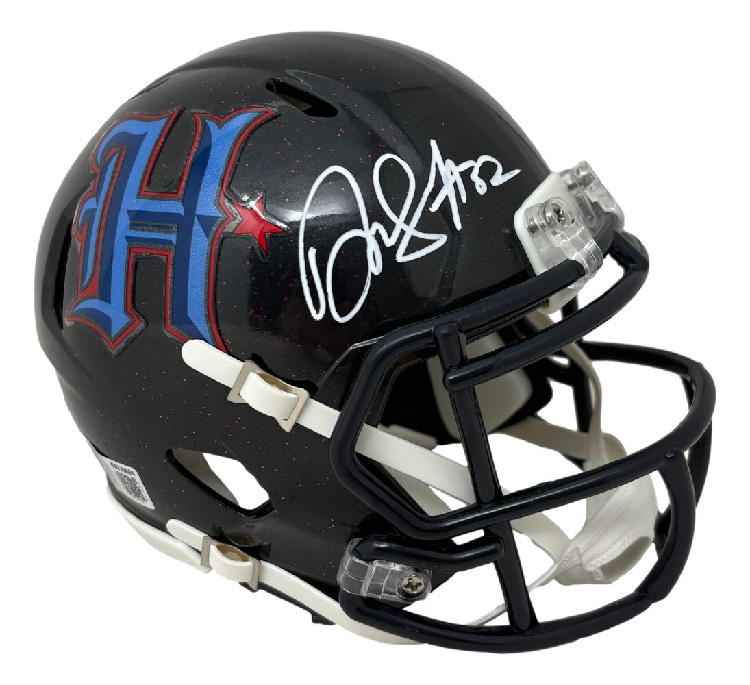 David Montgomery Signed Houston Texans H-Town Mini Speed Helmet BAS