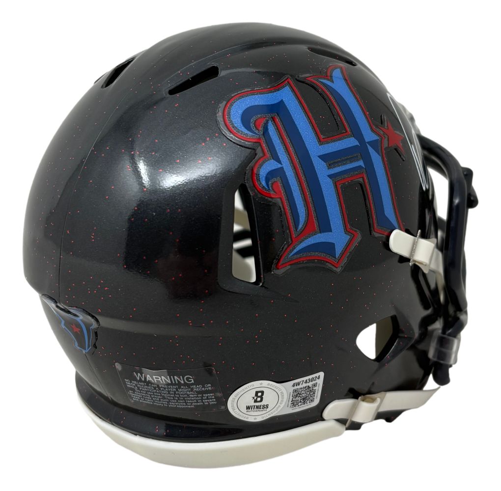 David Montgomery Signed Houston Texans H-Town Mini Speed Helmet BAS