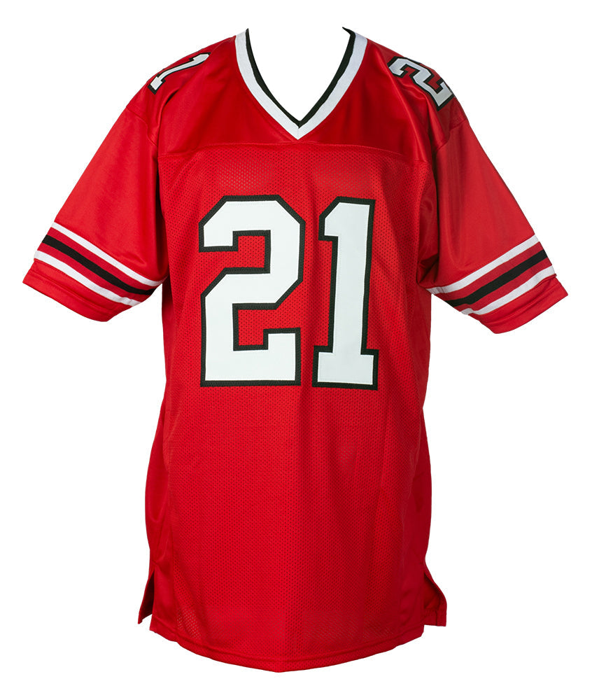 Deion Sanders Signed Custom Red Pro Style Football Jersey BAS ITP