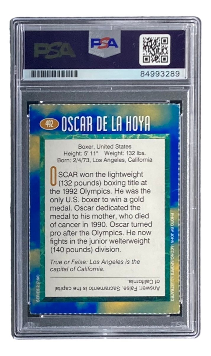 Oscar De La Hoya Signed 1996 Sports Illustrated For Kids Series 2 #492 Card PSA/DNA - Sports Integrity